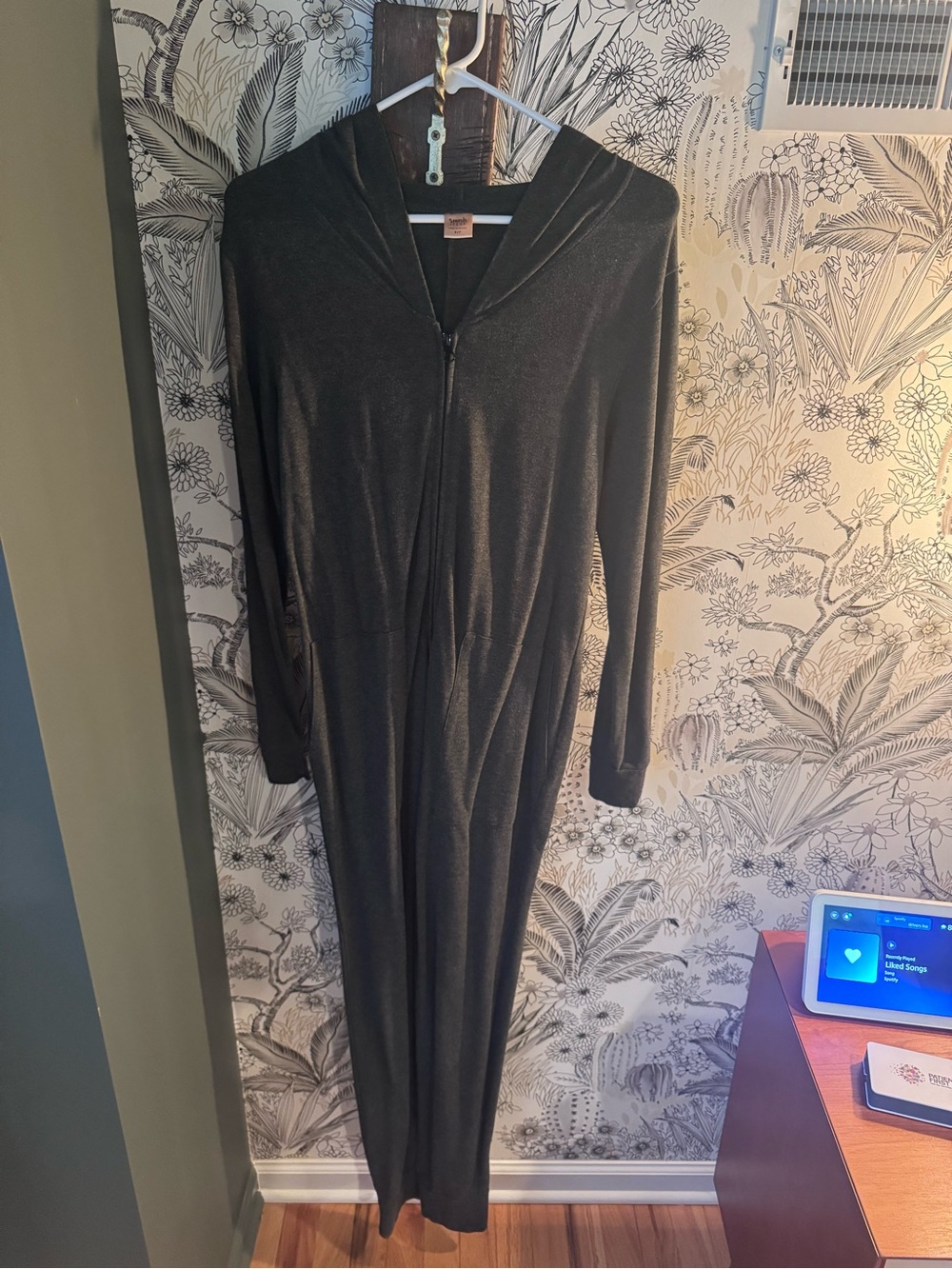 Smash + Tess Charcoal Gray Hooded Zip Jumpsuit